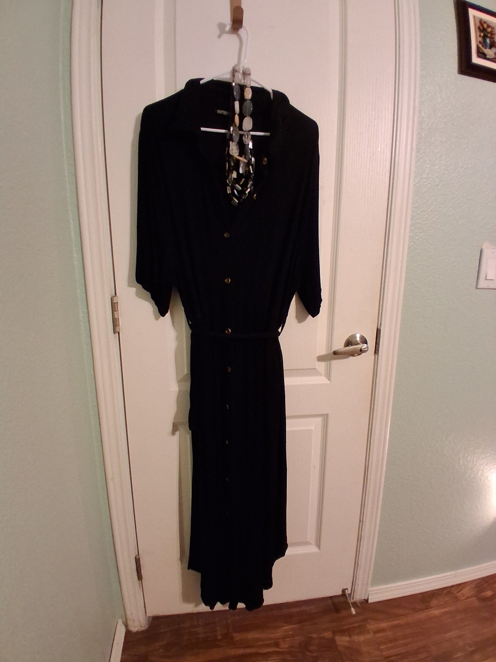 BloomChic Black Button-Front Maxi Shirt Dress